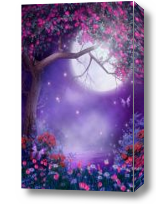 Картина Цветущее дерево под луной