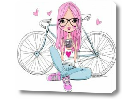 Картина Девочка и велосипед