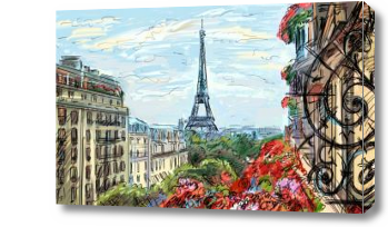 Картина Вид на Башню в Париже
