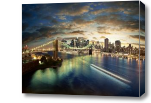 Картина Бруклинский мост вечером