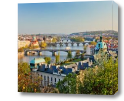 Картина Прага. Вид на мосты